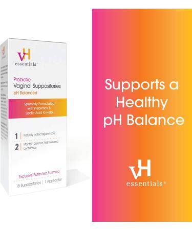 vH essentials Prebiotic Vaginal Suppositories - 15 Count Box, pH Balanced Formula - Buy Online on GoSupps.com