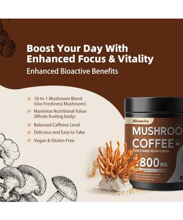 Mushroom Coffee - Lions Mane Mushroom Powder Instant Coffee with Lion's Mane Reishi Chaga Cordyceps and Turkey Tail - Mushroom Coffee Alternative for Energy Mental Clarity & Focus Brain Booster - Buy Online on GoSupps.com
