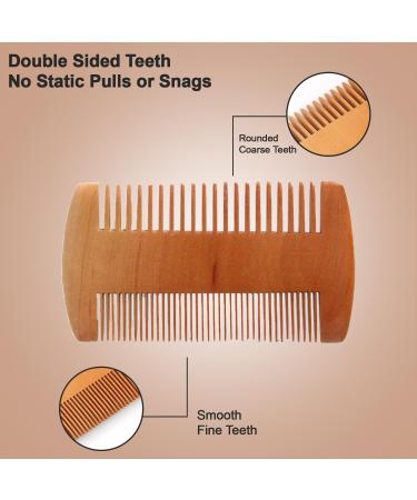Men's Wooden Beard Comb - Double Sided Fine & Coarse Teeth Moustache Comb - Buy Online on GoSupps.com