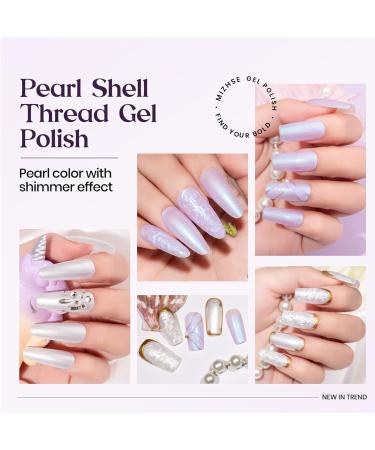 MIZHSE White Pearl Aurora Shell Gel Nail Polish Set - Long Lasting 10ml*2 | For Professional Nail Art, DIY Manicure | UV/LED Lamp Required | BMLWJ245 - Buy Online on GoSupps.com