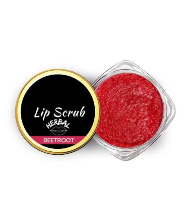 0.35oz Lip Sugar Scrub Herbal Natural Essential Oils Exfoliating Balm Polish Scrubber for Men Women Smoked Dry Dark Chapped Lips to Lighten Pigmentation Dead Skin Tan Removal (10 gm) (Beetroot)