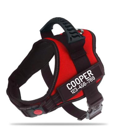 Pawpawify dog harnesses against pulling with personalizable name and telephone number durable prevents tug pulling or choking for training and walking xxl chest 33-46in red
