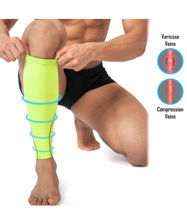 360 RELIEF Compression Calf Sleeves for Men and Women - Green | Shin Splints, Muscle Cramps, Circulation | Ideal for Sports, Running, Hiking, Marathon | M L XL Sizes + Mesh Laundry Bag | L-Single - Buy Online on GoSupps.com