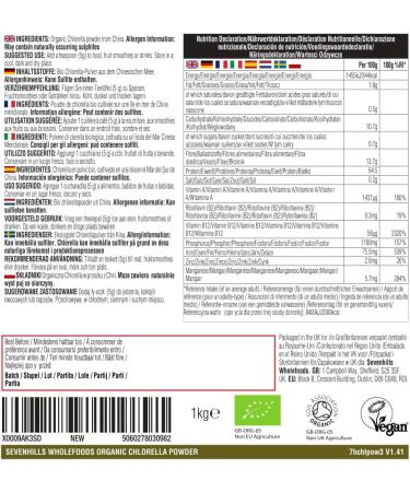 Sevenhills Wholefoods Organic Chlorella Powder 1kg - Pure and Nutrient-Dense Superfood - Buy Online on GoSupps.com