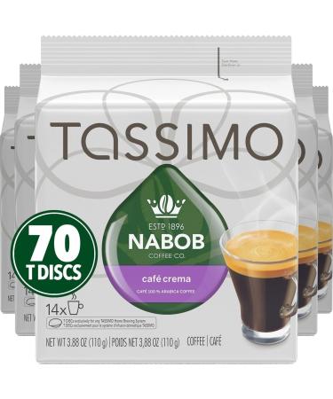 Tassimo Nabob Caf Crema Coffee Single Serve T-Discs 110g (5 Boxes of 14 T-Discs) & Nabob Breakfast Blend Coffee Single Serve T-Discs 123g (5 Boxes of 14 T-Discs) Coffee+Single Serve T-Discs 123g - Buy Online on GoSupps.com