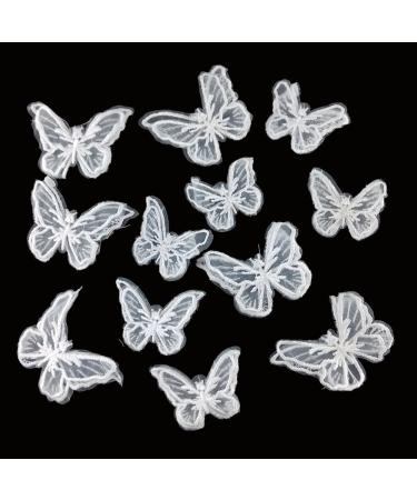 Yueton 12pcs Handmade Embroidery Organza Butterfly Barrettes Bobby Pin Hair Clips - White - Buy Online on GoSupps.com