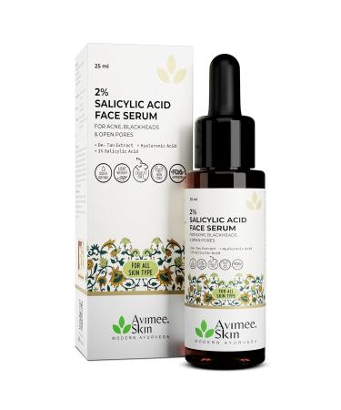 AVIMEE HERBAL 2% Salicylic Acid Face Serum For Acne Blackheads & Open Pores | Reduces Excess Oil & Bumpy Texture | For Acne Prone or Oily Skin | 25 ml (Pack of 1) - Buy Online on GoSupps.com