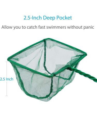 Pawfly 4 Inch Aquarium Net - Fine Mesh Small Fish Catch Net with Plastic Handle (Green, 1 Pack) - Buy Online on GoSupps.com