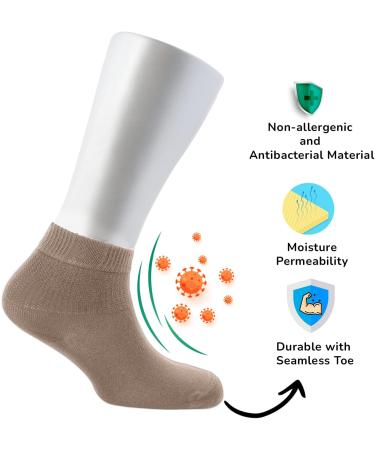 Cosyfeel Women Loose Diabetic Socks | 4-Pack Neuropathy Ankle Socks for Ladies | Super Soft Eco-Friendly Bamboo Material | Durable with Seamless Toe | Multicolour Patterns | 4 Seasons 7-9 1/2 SANDSTORM - Buy Online on GoSupps.com