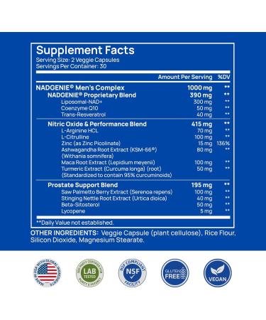Selerb NAD+ Supplements for Men Nitric Oxide Prostate Health Supplements for Men with Resveratrol CoQ10 L Citrulline and Lycopene for Anti-Aging Stamina & Cellular Energy Support 60 Capsules 1 Bottle - NAD for Men - Buy Online on GoSupps.com