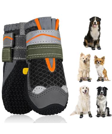 Slowton dog shoes Paw protection 2 pieces of breathable dogs shoes outdoor with a non-slip sole adjustable reflective Velcro fastener Hunde boots for small medium and large dogs size 7: width 7 cm B.Schwarz-atmosphere (2 pieces) - Buy Online on GoSupps.com