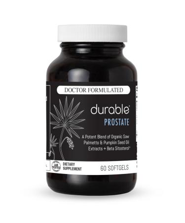 Durable Prostate Organic USPlus Saw Palmetto + Beta-Sitosterol Supports Men s Prostate Health Bladder Function & Flow Doctor-Formulated Made in USA 30 Day Supply (60 Softgels) 60 Count (Pack of 1)