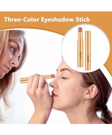 Eyeshadow stick - Gradient shimmer waterproof | 3-color cream eyeshadow pencil for beginners artists everyday use travel kit and quick cosmetic application - Buy Online on GoSupps.com