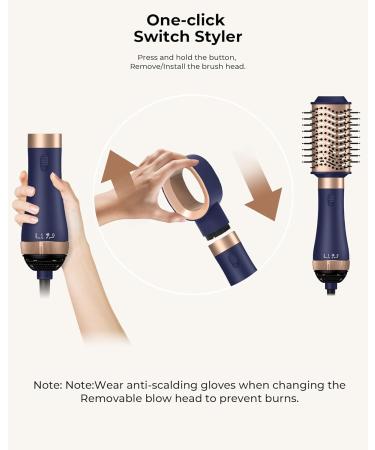 UKLISS 4 in 1 Air Styler Set - Hair Dryer Hot Air Brush for Styling, Volumizing, Straightening - Thermal Brush in Blue - Buy Online on GoSupps.com