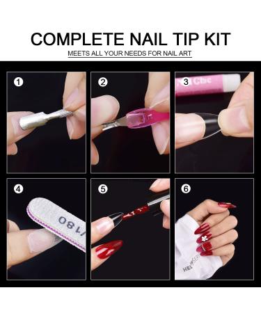 600pcs MORGLES Almond Nail Tips Full Cover Set with Glues and Files - Clear Almond Shaped Acrylic Nails for Salon and Home Use - Buy Online on GoSupps.com