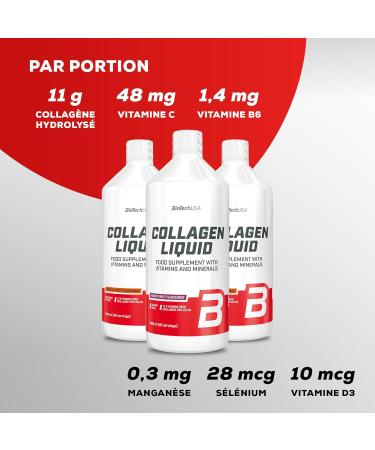 BioTechUSA Collagen Liquid | Hydrolyzed Collagen | With Vitamins and Minerals Essential for Connective Tissue 1000 ml Forest Fruits - Buy Online on GoSupps.com