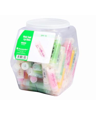 Baumgartens Wabi Sabi Lip Balm Hexagonal Tub Display of 72 Assorted Colors (96809)