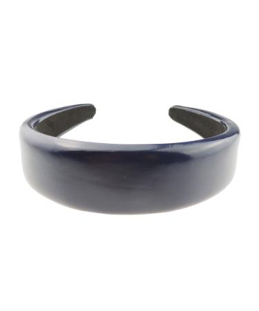 Ladies Wide 4cm Patent Leather Look Shiny Headband Alice Band (Navy)