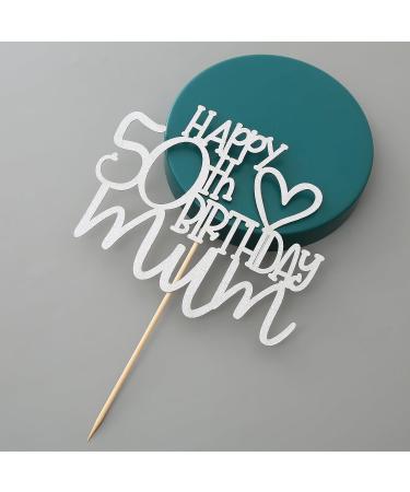 Happy 50th birthday mum Cake Topper - 50th Birthday Cake Decoration Mother's Day Party Cake Topper Sliver Glitter 50 Cake Topper Hb 50th Mum-sliver - Buy Online on GoSupps.com