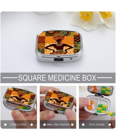 Shop Stylish African Woman Print Pill Box - 2 Compartment Metal Organizer for Travel & Purse - Buy Online on GoSupps.com