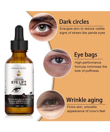 Caffeine Eye Serum with EGCG, Vitamin C, Hyaluronic Acid & Collagen - 1 oz - Reduces Puffiness, Dark Circles, Wrinkles - Buy Online on GoSupps.com