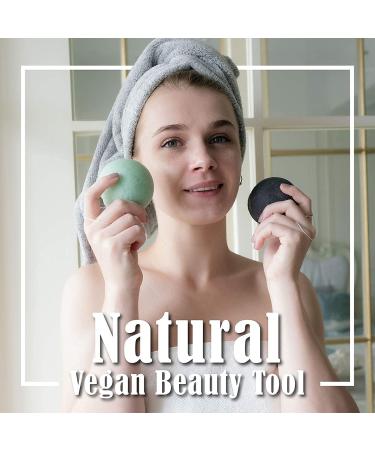 Natural Konjac Facial Sponges Set - Gentle Cleansing & Exfoliation - 2 Violet Lavender & 2 Charcoal Grey - Buy Online on GoSupps.com