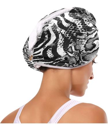 Python Print Dry Hair Cap Set - 2 Piece Quick Dry Towel with Button Headband - Super Absorbent & Soft - Buy Online on GoSupps.com