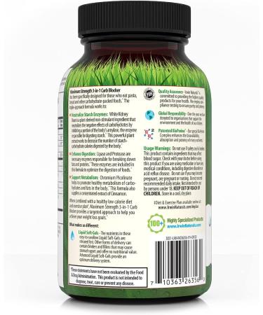 Maximum Strength 3-in-1 Carb Blocker by Irwin Naturals - 75 Liquid Softgels (2 Pack) | Neutralize Carbohydrates and Boost Metabolism - Buy Online on GoSupps.com