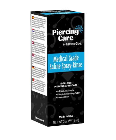 Medical Grade Tattoo Goo Saline Spray Rinse - 2 oz Piercing Aftercare with Sodium Chloride 99.9% - Buy Online on GoSupps.com