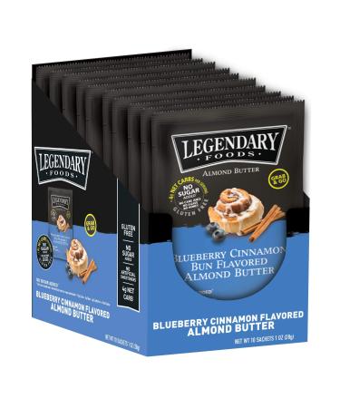 Legendary Foods Almond Butter Squeeze Packets | Keto Fat Bombs, Low Carb, No Sugar Added, Vegan | Blueberry Cinnamon Bun (1oz, Pack of 10) Blueberry Cinnamon Bun 1 Ounce (Pack of 10)