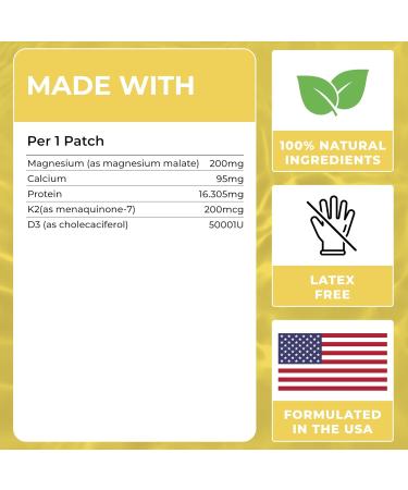 Magnesium Patches (Pack of 60) - 100% Natural Patch for Women and Men - with Calcium - Muscle and Bone Support Calming - Enhanced Formula - Buy Online on GoSupps.com
