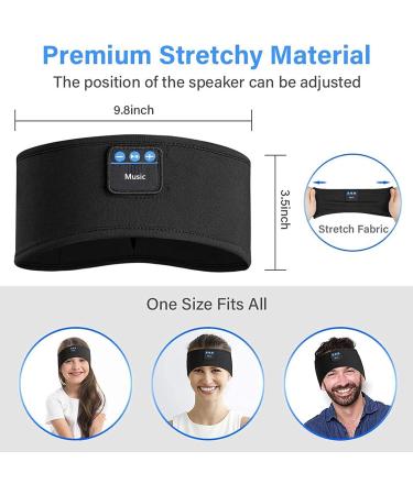 Wireless Sleep Headphones Music Headband for Side Sleepers - Ultra-Thin Stereo Speakers, Perfect for Sleeping, Workout, Yoga & Travel - Black - Buy Online on GoSupps.com