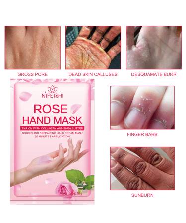 Rose Moisturizing Hand Peel Mask (5 Pack) Exfoliating and Hydrating Gloves for Baby Soft Hands - Repair Dry and Rough Skin - Men and Women - Buy Online on GoSupps.com