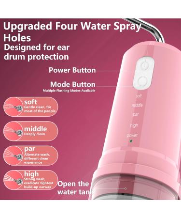 Ear Wax Removal Electric Ear Cleaner with 4 Modes Portable Ear Wax Cleaning Kit with Nozzles Basin IPX7 Waterproof USB-C Charging Water Ear Irrigation Flushing System for Adult and Kid Pink - Buy Online on GoSupps.com