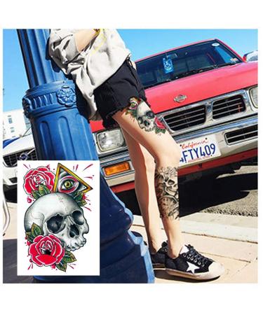 10 Sheets Large Arm Temporary Tattoos for Men - Skull Skeleton Fake Arm Tattoo Stickers for Halloween - Buy Online on GoSupps.com