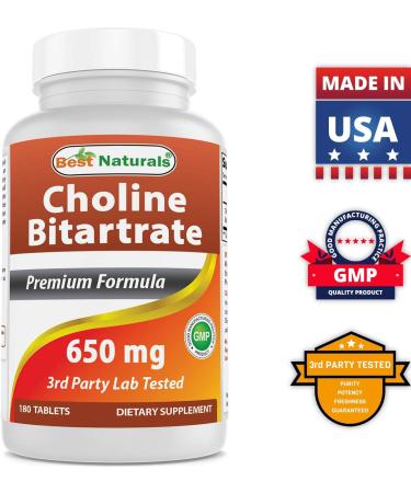Best Naturals Choline Bitartrate 650 mg & Vitamin B1 as Thiamine Mononitrate 100 mg - Buy Online on GoSupps.com