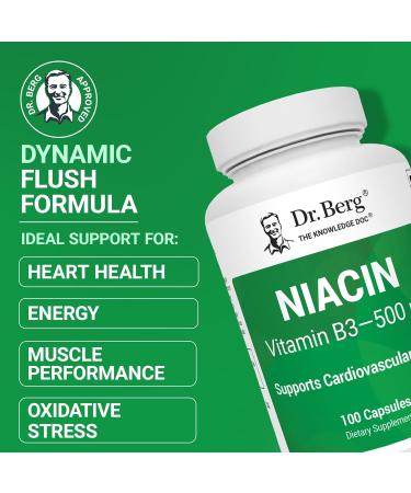 Dr. Berg Highly-Potent Niacin 500 mg Now Only 125 mg per Capsule for Niacin Flush Tolerance Building Gradually Increase to 500mg a Day Vitamin B3 for Heart Brain & Energy Support 100 Capsules - Buy Online on GoSupps.com