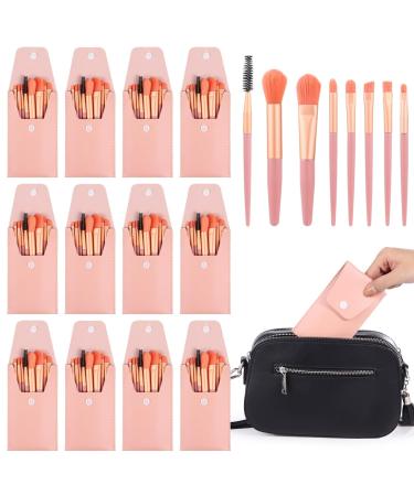12 Sets Travel Makeup Brushes Makeup Brush Bag with 8 Brushes Bridesmaid Gift Synthetic Fiber Makeup Brush Foundation Blush Shadow Brush Set Portable Makeup Brush Set for Weddings Parties