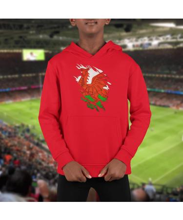 Wales Rugby Torn Baby Hoodie - Wales Flag Welsh Gift for Toddler | 5-6 Years Red - Buy Online on GoSupps.com