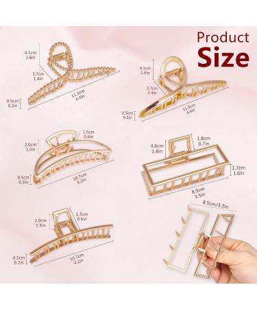 Pack of 5 Large Gold Hair Clips - 8 cm Non-Slip Styling Accessories for Thick Hair | Perfect for Women & Girls - Buy Online on GoSupps.com
