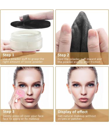2PCS Velvet Powder Puffs Set for Pressed and Loose Powder - Reusable Makeup Sponge with Strap for Body Foundation - Black&Pink - Buy Online on GoSupps.com