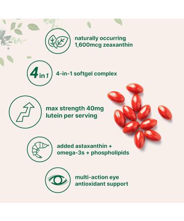 Lutein 40mg with Zeaxanthin Softgel - 200 Count | Non-GMO, Gluten Free | Eye Vitamin Supplement - Buy Online on GoSupps.com