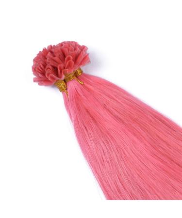 Premium Keratin Bonding Pink Hair Extensions - 40cm U-Tip 25 Strands 100% Real Human Hair - Novon Hair Extensions - Buy Online on GoSupps.com