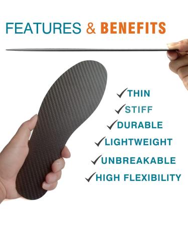 Carbon Fiber Orthotic Insoles for Turf Toe & Foot Fractures- Pain Relief for Women's 11 Men's 10 - 26.5cm - Buy Online on GoSupps.com
