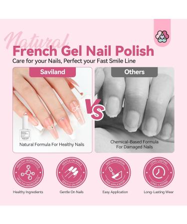 Saviland White Gel Nail Polish French Manicure Kit Fast French Tips Guide Stickers Complete French Tip Tool Easy French Nail Kit Home Beginners French Nails 1-Fast French Tips kit - Buy Online on GoSupps.com