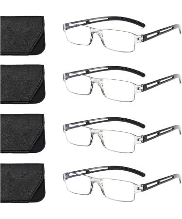 Hubeye 4 Pack Frameworkless Reading Glasses - Anti-Blue Light Eyewear for Men & Women - Black 3.50 Diopters with Glasses Holster - Buy Online on GoSupps.com