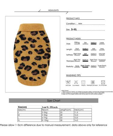 FAMKIT Leopard Pattern Dog Sweater - Cozy Winter Knitwear for Small Dogs (2-3KG) - Yellow Puppy Clothes - Buy Online on GoSupps.com