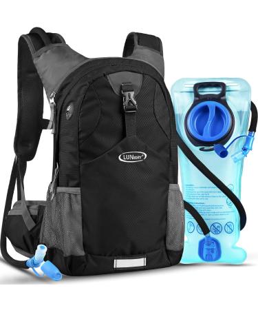 Lunodry drinking bag bicycle backpack with drinking bubble 2L waterproof sports bag 20l hydration backpack men women outdoor running backpack daily backpack hiking backpack for camping ski MTB bike black