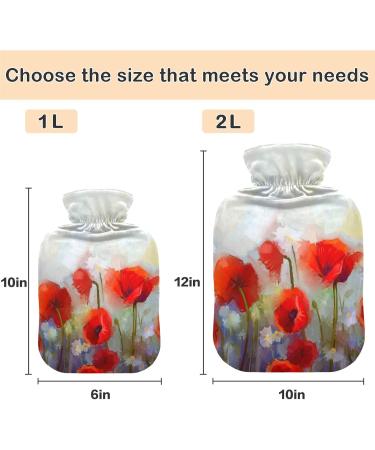 NAANLE 2L Hot Water Bottle with Lid - Transparent Poppy Seed Flower Design for Menstrual Cramps Pain Relief & Heat Therapy - Buy Online on GoSupps.com