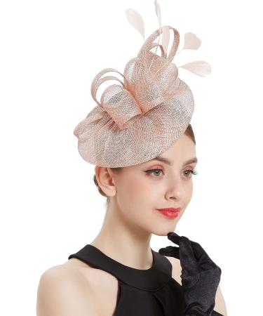 Z&X Women's Sinamay Fascinator Pillbox Headband Hair Clip Cocktail Tea Party Hat 035 Nude Pink One Size - Buy Online on GoSupps.com